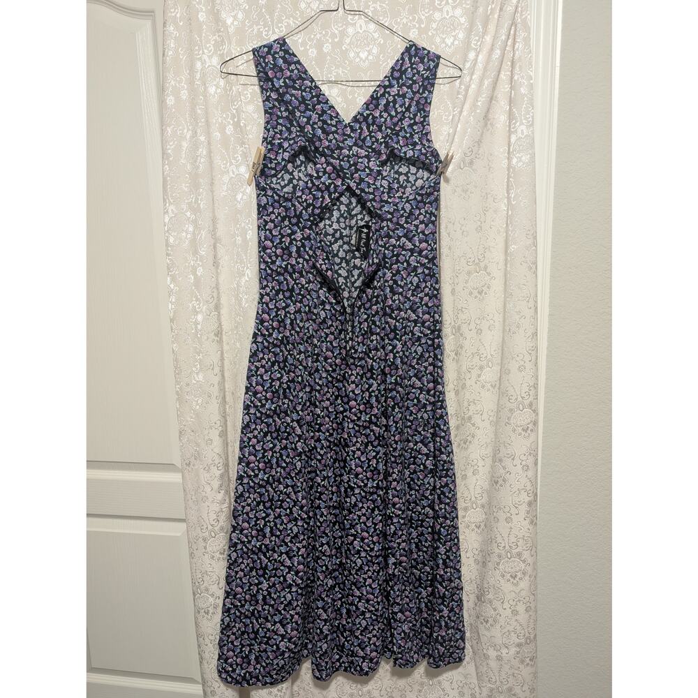 Vintage 90s Ditsy Floral Sleeveless Maxi Dress Size 11/12 - Picture 4 of 7
